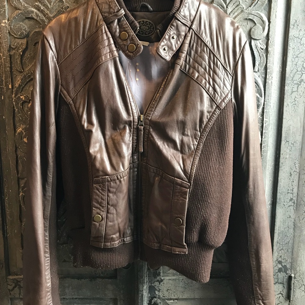 IDRA brown leather jacket size small.